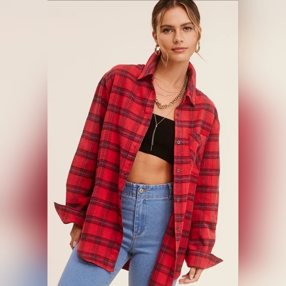 Loose Fit Button Down Soft Fabric Plaid Shirts - Picture 3 of 5